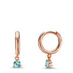 Hinged hoop Silver Zirconia Aqua Rose Gold plated