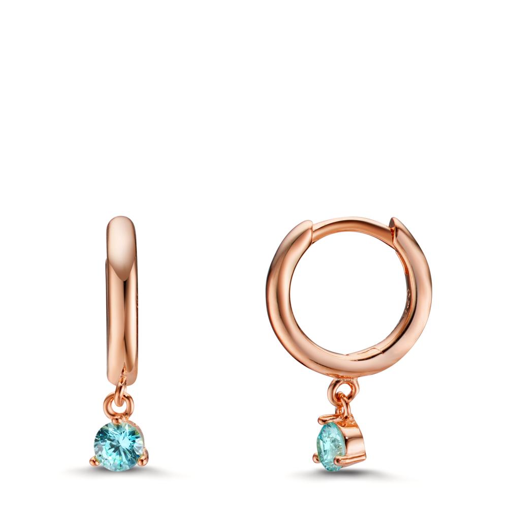 Hinged hoop Silver Zirconia Aqua Rose Gold plated