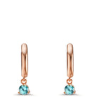 Hinged hoop Silver Zirconia Aqua Rose Gold plated