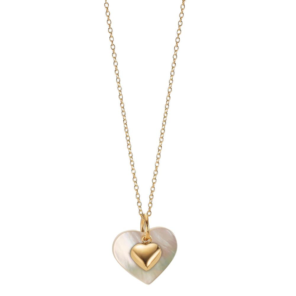 Set 9k Yellow Gold Mother of pearl White Heart 40-42 cm