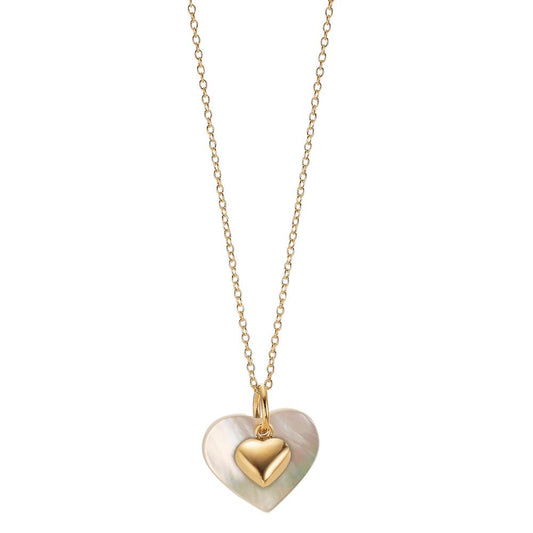 Set 9k Yellow Gold Mother of pearl White Heart 40-42 cm