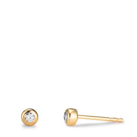 Stud earrings 9k Yellow Gold Zirconia 2 Stones Ø3.5 mm