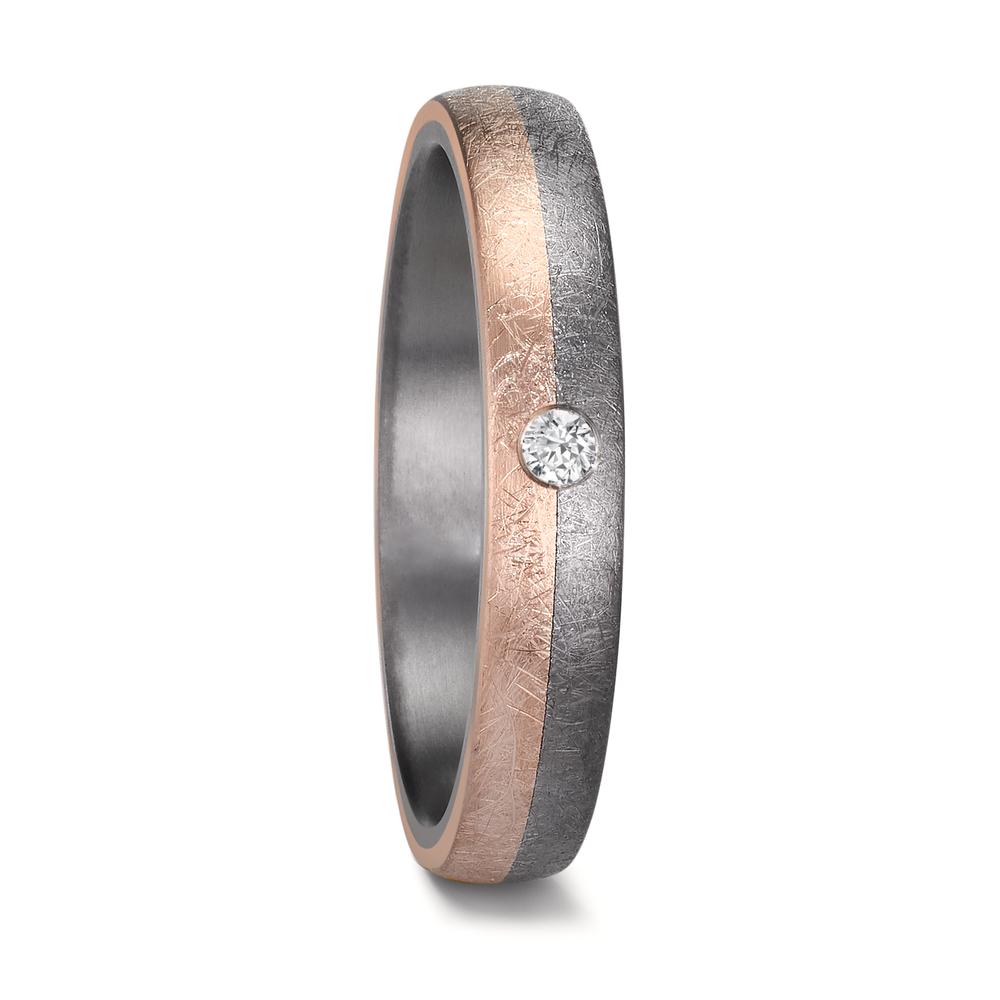 Wedding Ring Tantal 999, 14k Rose Gold Diamond 0.04 ct, w-si