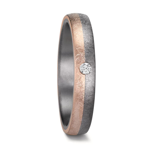 Wedding Ring Tantal 999, 14k Rose Gold Diamond 0.04 ct, w-si