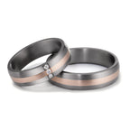 Wedding Ring Tantal 999, 14k Rose Gold Diamond 0.045 ct, 3 Stones, w-si