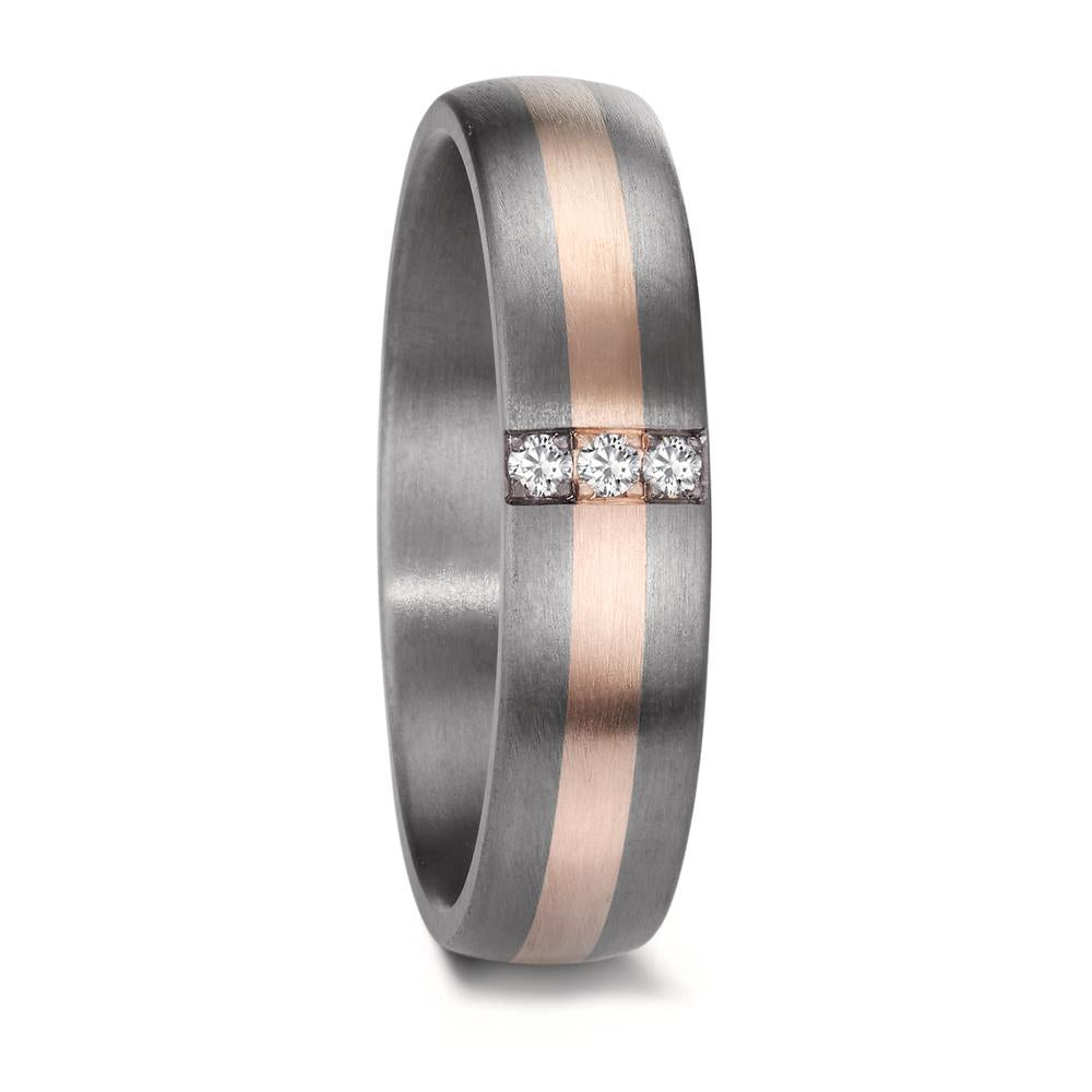 Wedding Ring Tantal 999, 14k Rose Gold Diamond 0.045 ct, 3 Stones, w-si