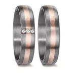 Wedding Ring Tantal 999, 14k Rose Gold Diamond 0.045 ct, 3 Stones, w-si