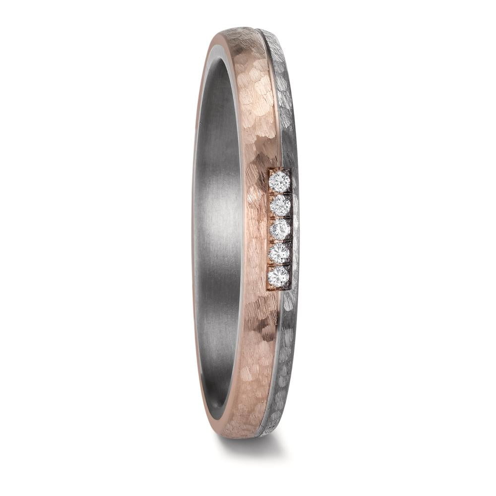 Wedding Ring Tantal 999, 14k Rose Gold Diamond 0.035 ct, w-si
