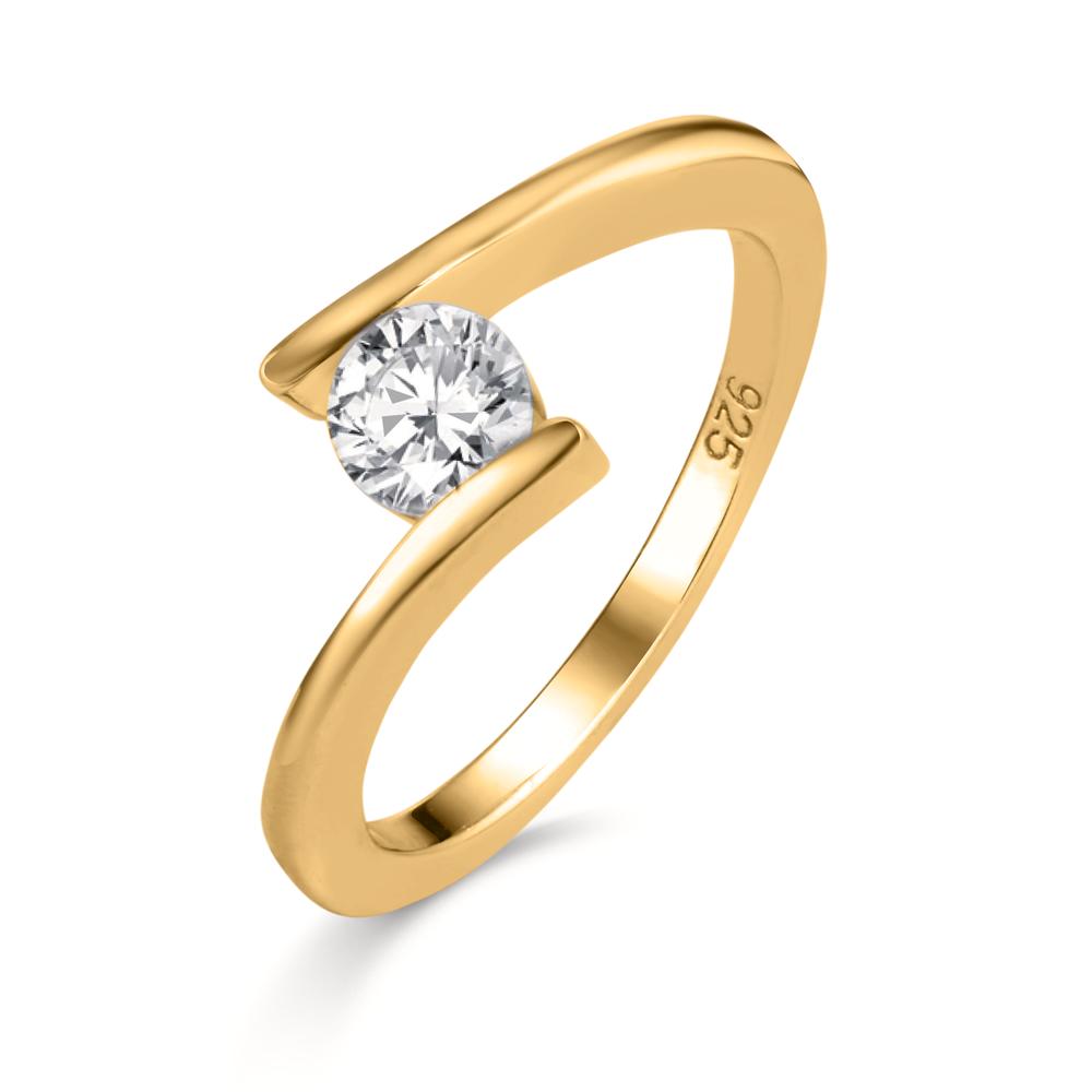 Ring Silver Zirconia Yellow Gold plated