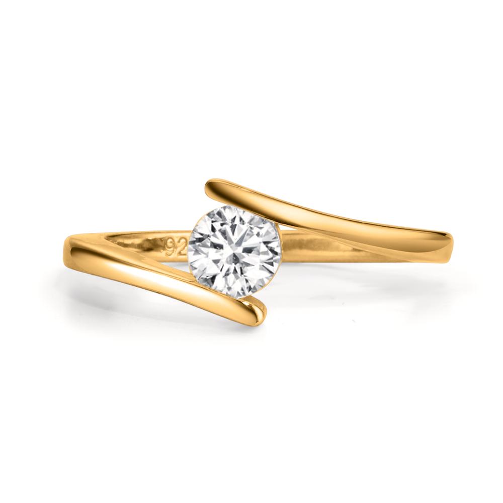 Ring Silver Zirconia Yellow Gold plated