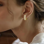 Hinged hoop Silver Zirconia Yellow Gold plated