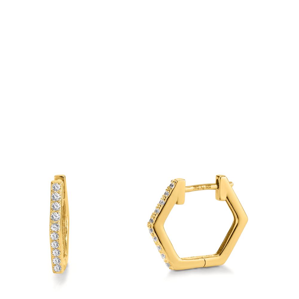 Hinged hoop Silver Zirconia 20 Stones Yellow Gold plated