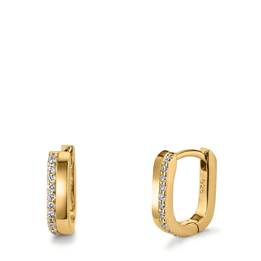 Hinged hoop Silver Zirconia 20 Stones Yellow Gold plated