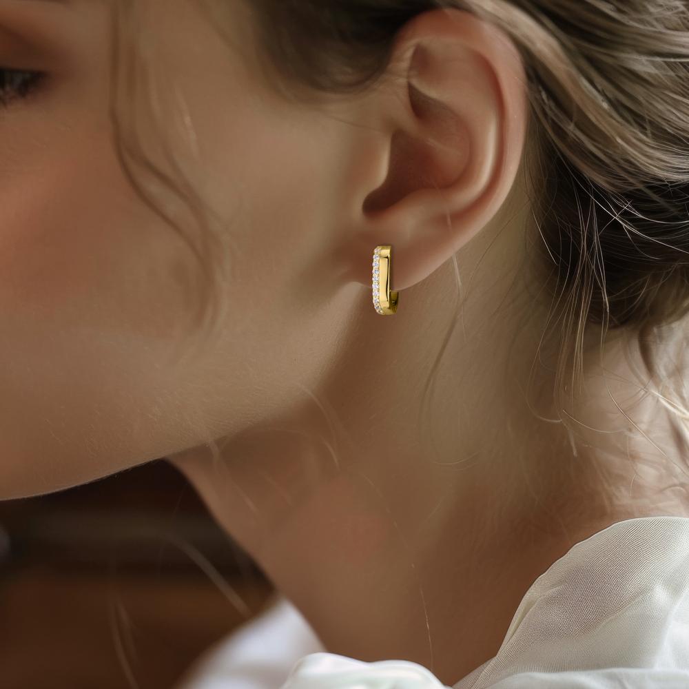 Hinged hoop Silver Zirconia 20 Stones Yellow Gold plated