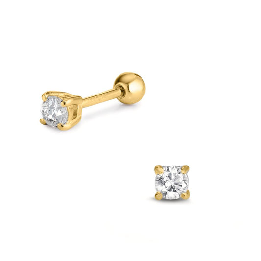 Piercing Silver Zirconia Yellow Gold plated Ø3 mm