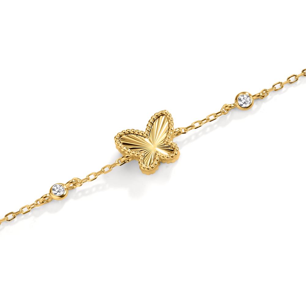 Bracelet Silver Zirconia Gold plated Butterfly 16-19 cm