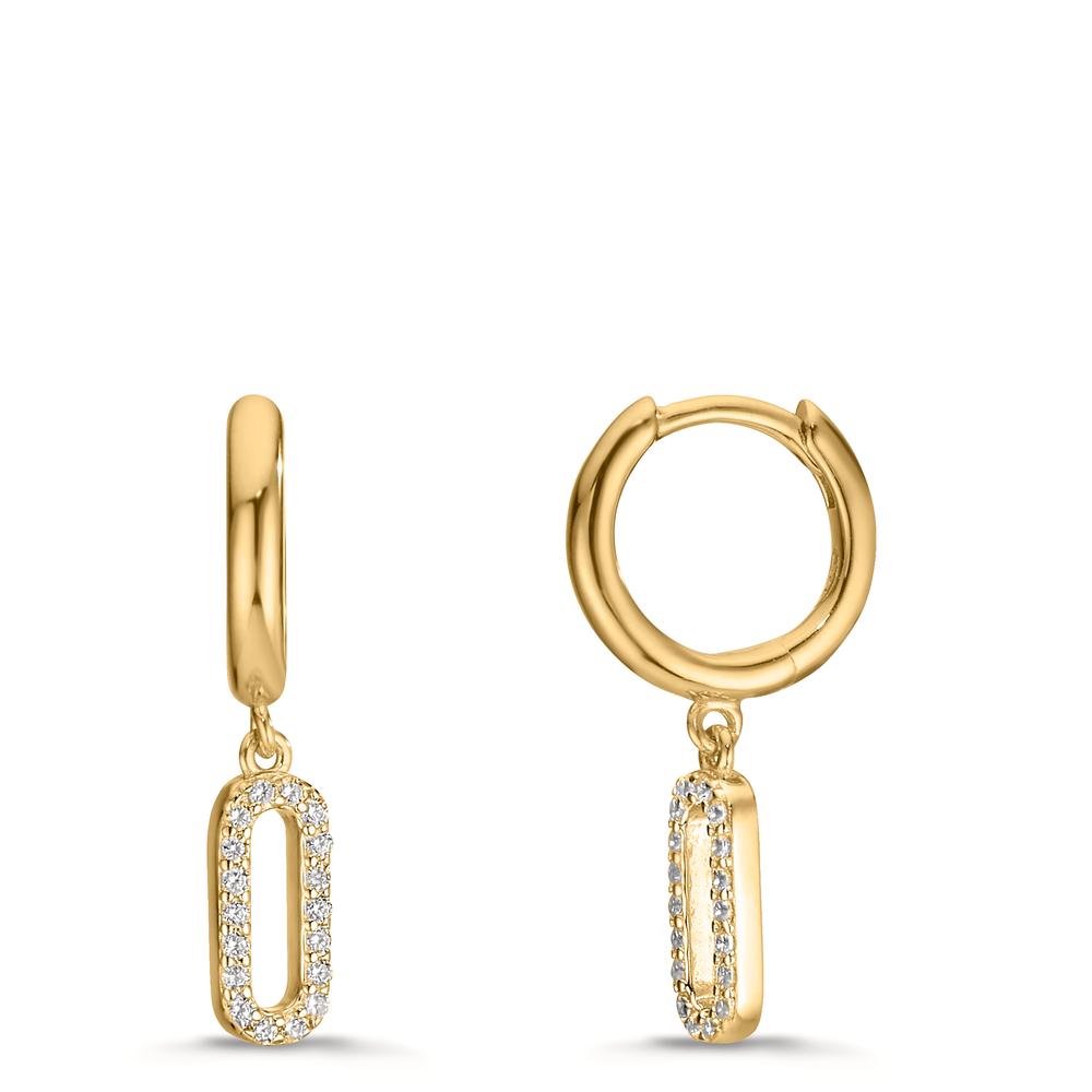 Hinged hoop Silver Zirconia Yellow Gold plated