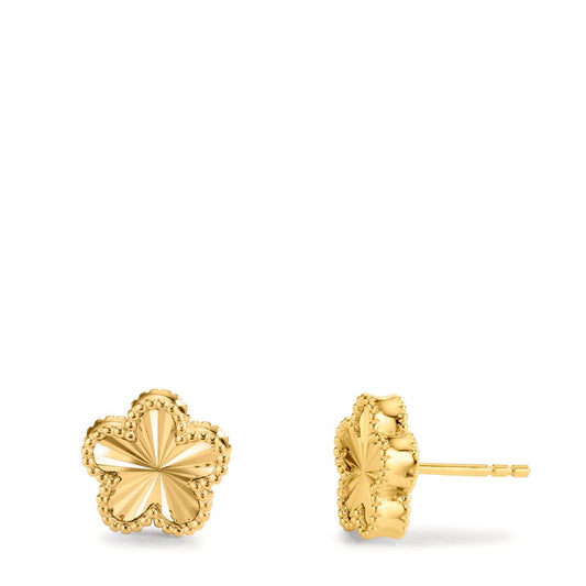 Stud earrings Silver Yellow Gold plated Flower Ø10 mm