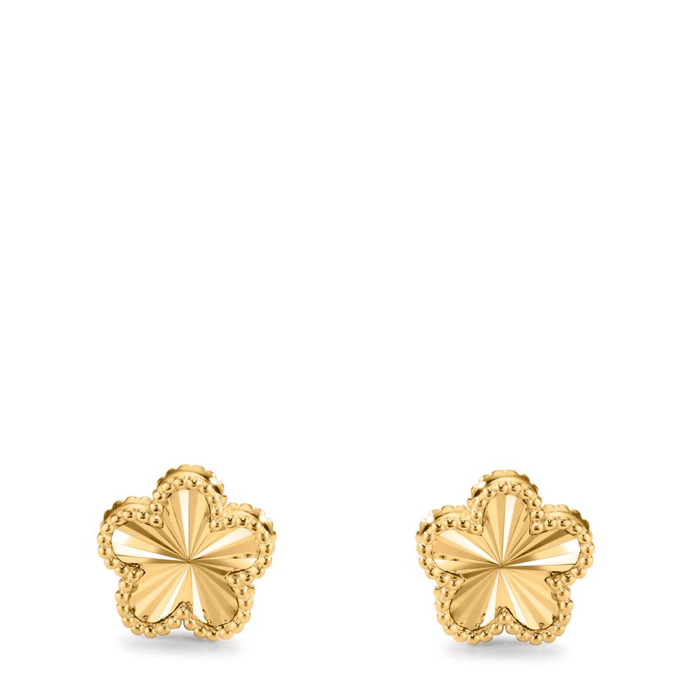 Stud earrings Silver Yellow Gold plated Flower Ø10 mm