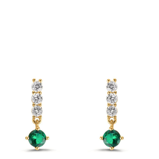 Drop Earrings Silver Zirconia 8 Stones Yellow Gold plated