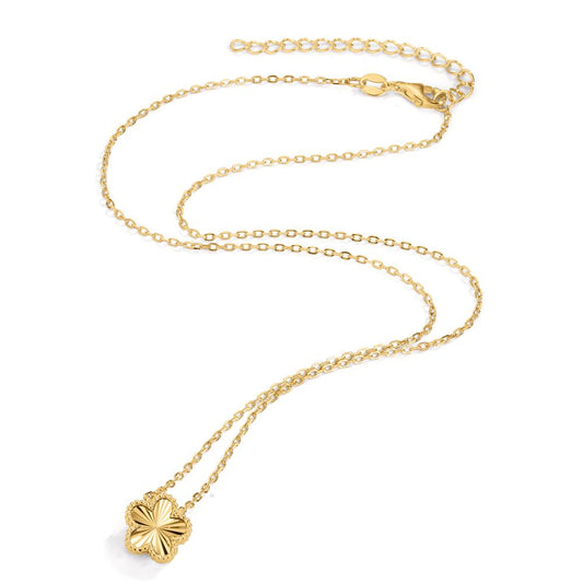 Necklace Silver Zirconia Yellow Gold plated Flower 40-45 cm