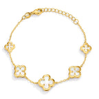 Bracelet Silver Yellow Gold plated Mother of pearl Flower