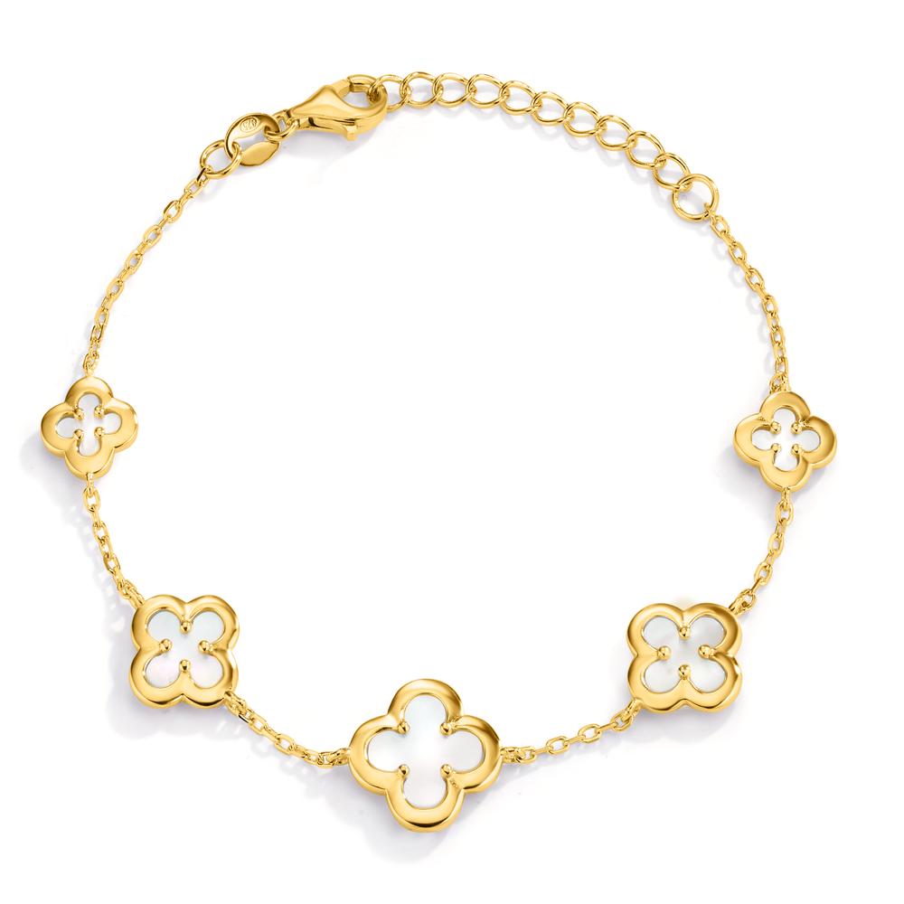 Bracelet Silver Yellow Gold plated Mother of pearl Flower