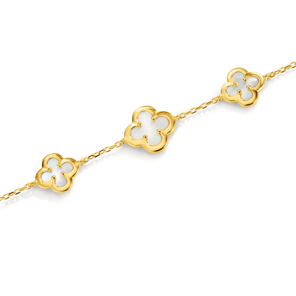 Bracelet Silver Yellow Gold plated Mother of pearl Flower