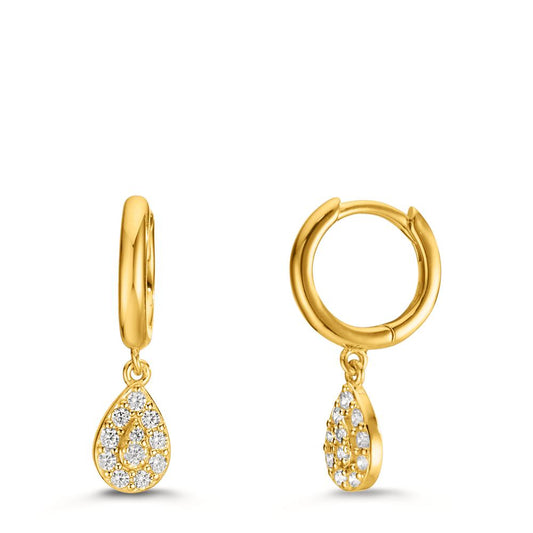 Hinged hoop Silver Zirconia Yellow Gold plated
