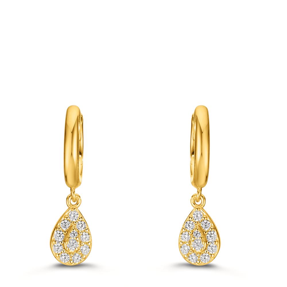 Hinged hoop Silver Zirconia Yellow Gold plated