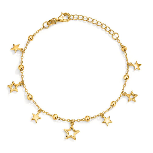 Bracelet Silver Zirconia Yellow Gold plated Star 16-19 cm