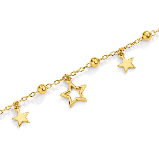 Bracelet Silver Zirconia Yellow Gold plated Star 16-19 cm