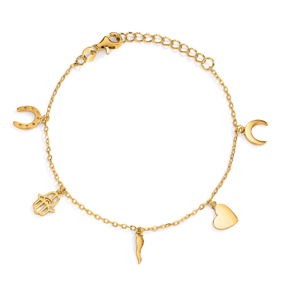 Bracelet Silver Zirconia Yellow Gold plated 16-19 cm