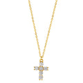 Necklace Silver Zirconia Yellow Gold plated Cross 40-45 cm