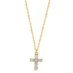 Necklace Silver Zirconia Yellow Gold plated Cross 40-45 cm