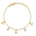 Bracelet Silver Zirconia 2 Stones Yellow Gold plated Star