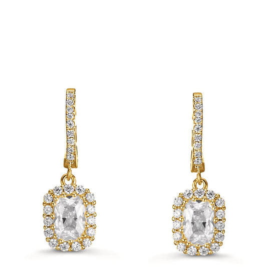 Drop Earrings Silver Zirconia Yellow Gold plated