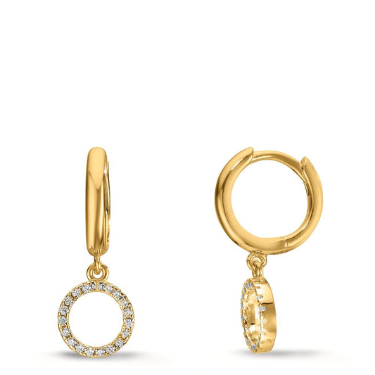 Hinged hoop Silver Zirconia Yellow Gold plated