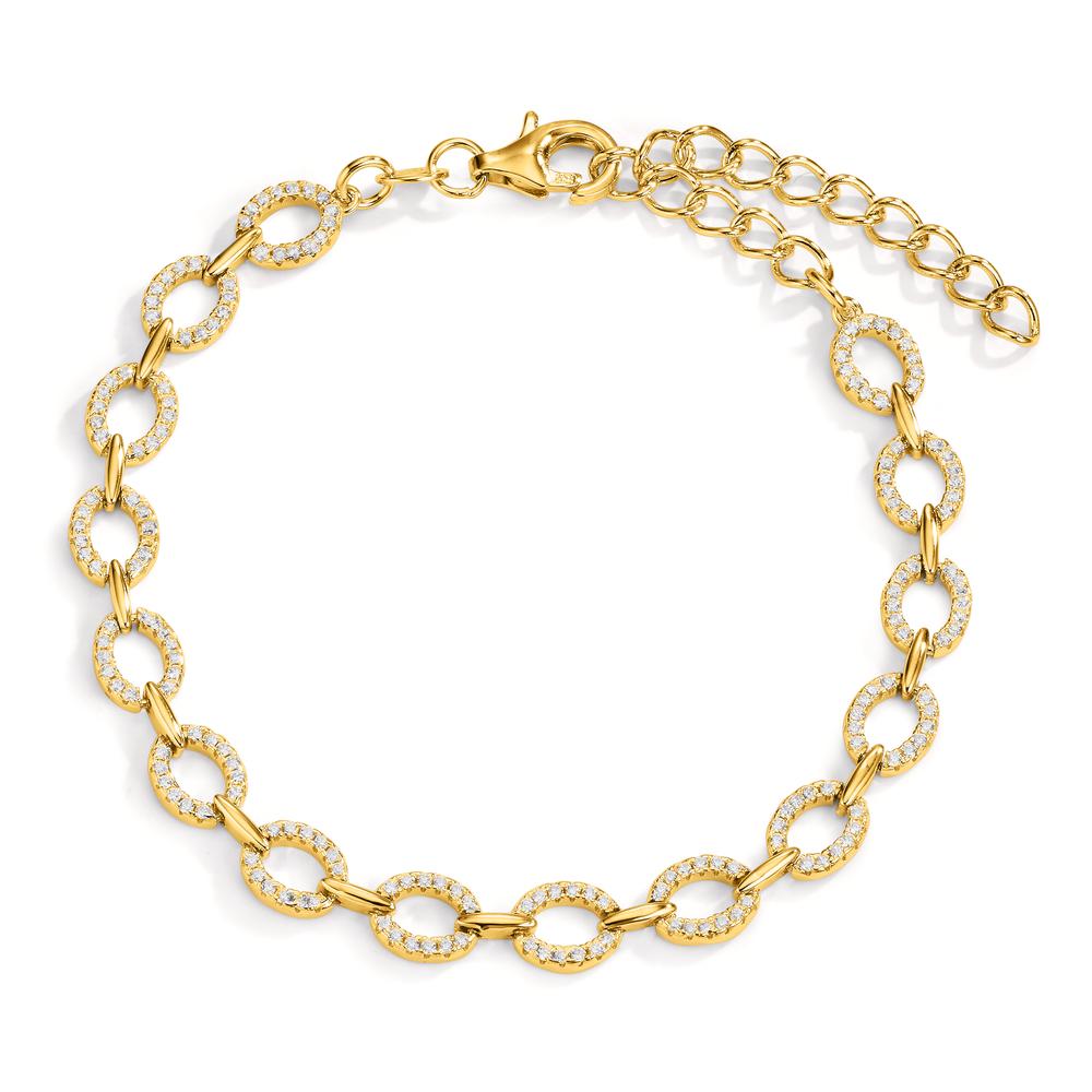 Bracelet Silver Zirconia Yellow Gold plated 16-19 cm