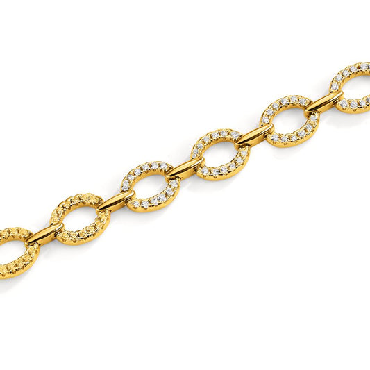 Bracelet Silver Zirconia Yellow Gold plated 16-19 cm