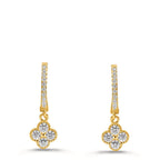 Drop Earrings Silver Zirconia Yellow Gold plated Flower