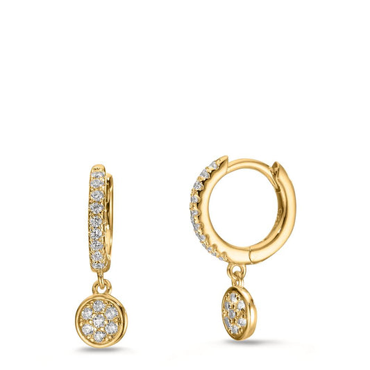 Hinged hoop Silver Zirconia Yellow Gold plated