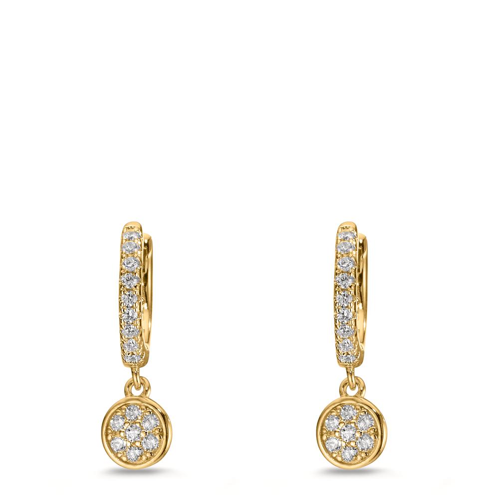 Hinged hoop Silver Zirconia Yellow Gold plated