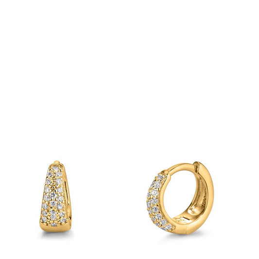 Hinged hoop Silver Zirconia Yellow Gold plated