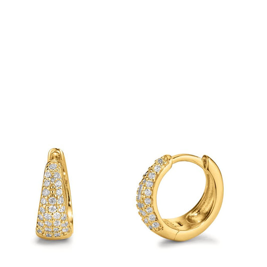 Hinged hoop Silver Zirconia Yellow Gold plated