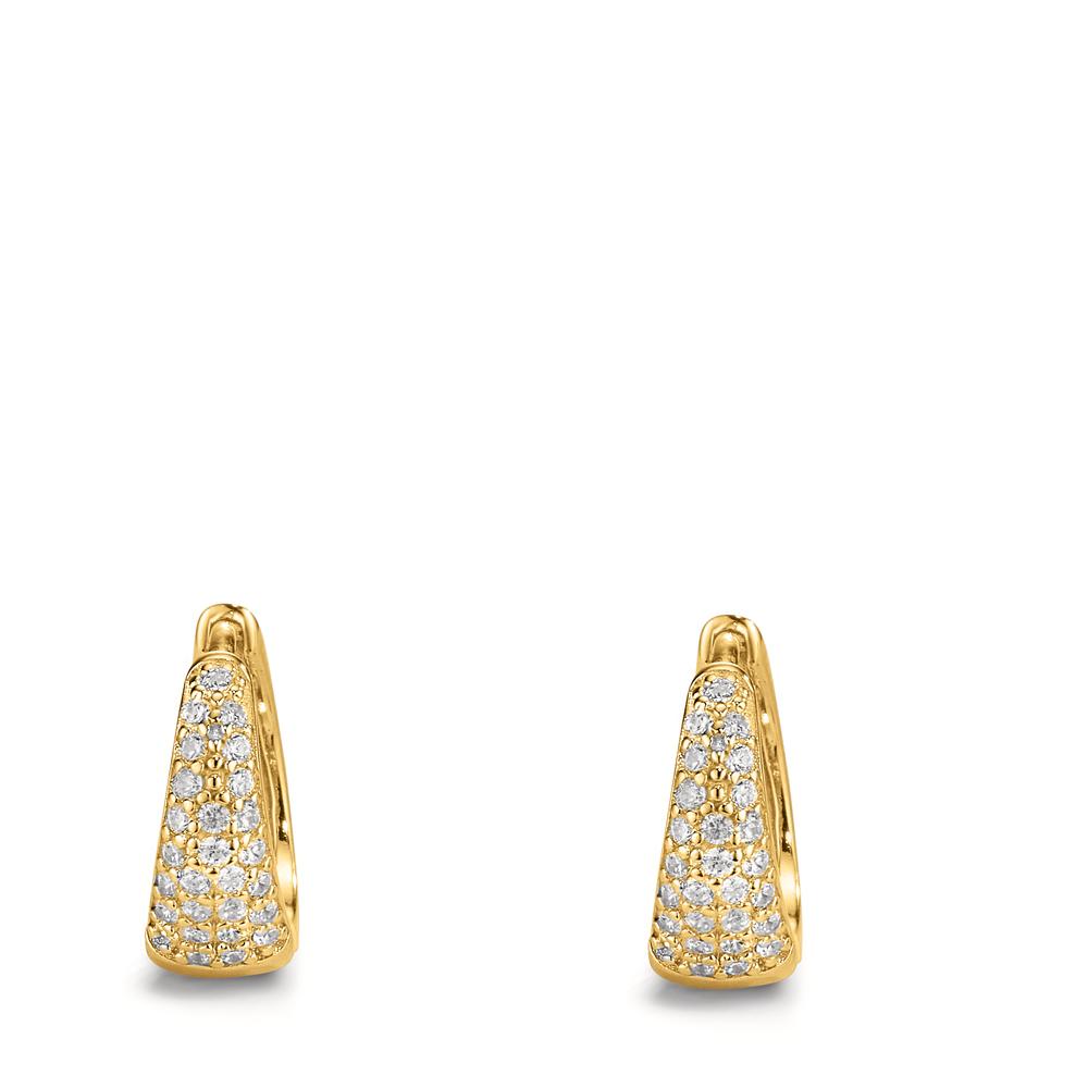 Hinged hoop Silver Zirconia Yellow Gold plated