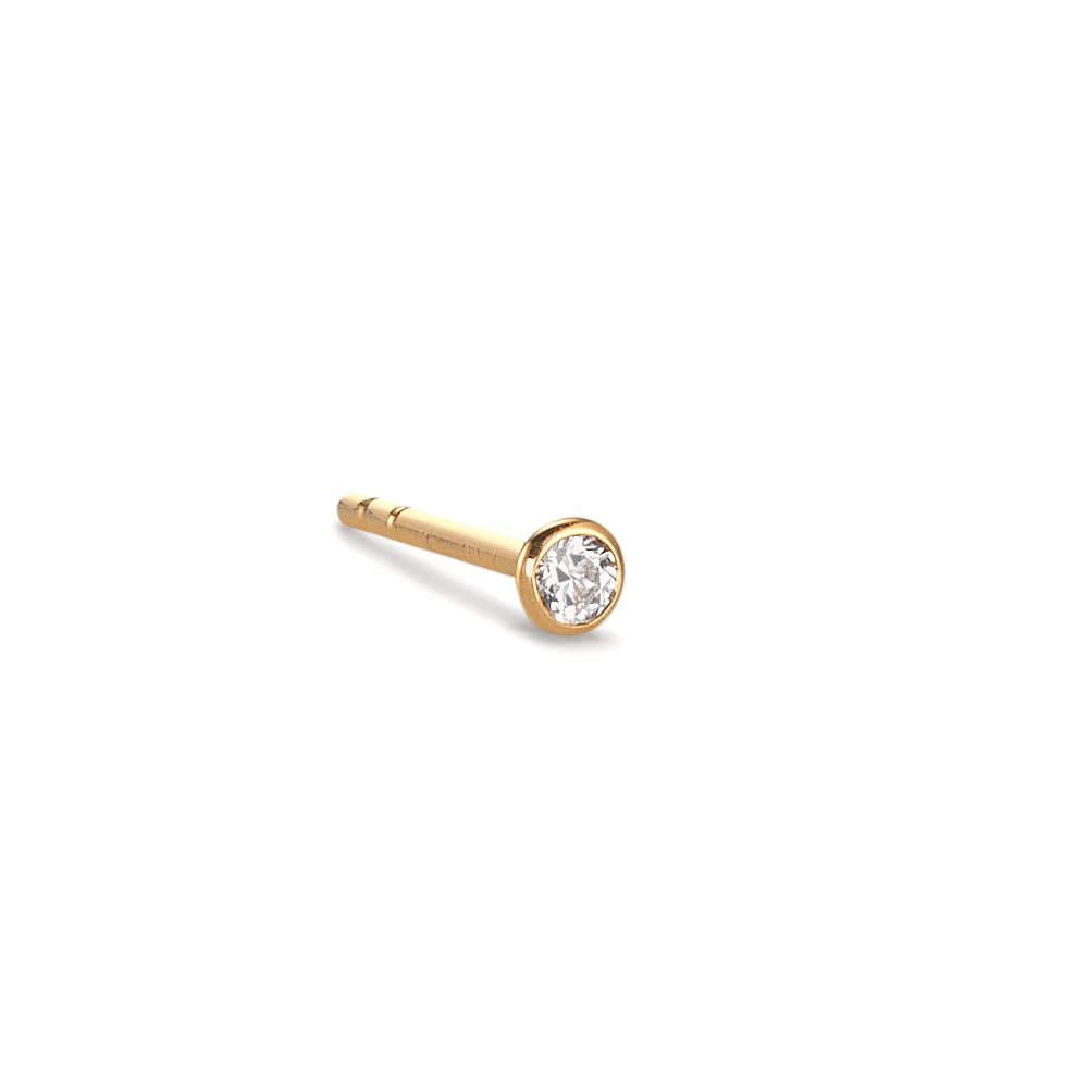 Single stud earring 18k Yellow Gold Zirconia Ø2.5 mm