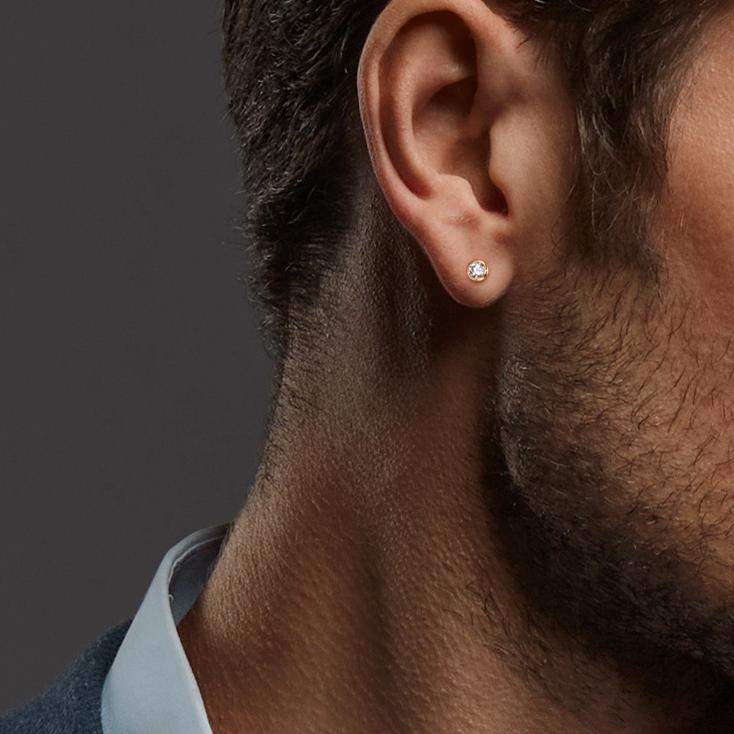 Single stud earring 18k Yellow Gold Zirconia Ø2.5 mm