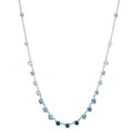 Necklace 18k White Gold Topaz 1.31 ct, 12 Stones, London Blue Topaz 0.41 ct, 3 Stones, Quartz crystal 0.06 ct, 2 Stones, Rose Quartz 0.19 ct, 4 Stones 40-45 cm
