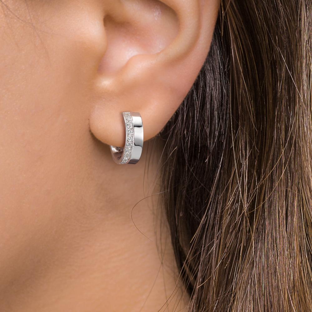 Hoop earrings Silver Zirconia Rhodium plated